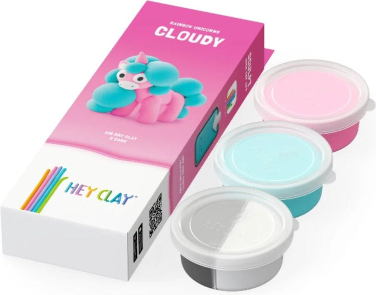 Hey-Clay Regenbogen-Einhorn wolkig 3 Dosen Modelliermasse