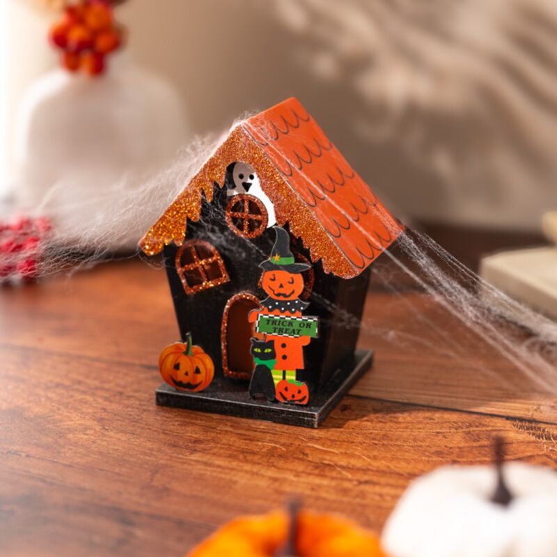 Gruseliger Trick oder Behandlungskürbishaus Halloween LED -Dekoration