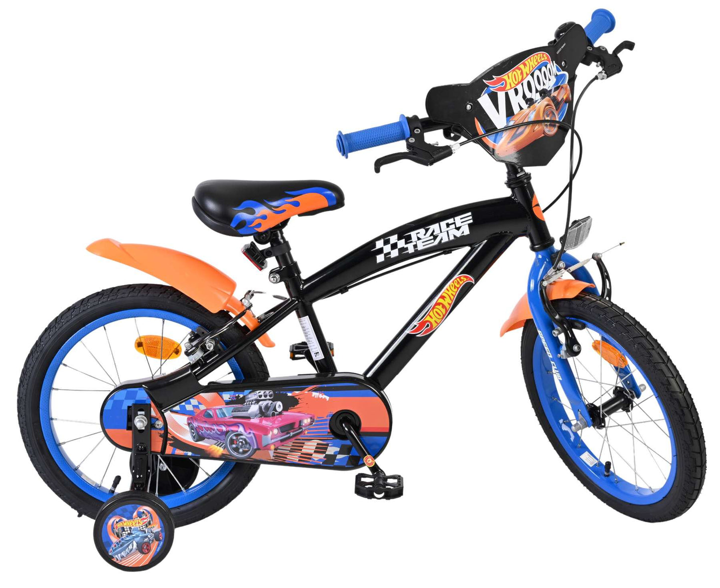 Heiße Räder Hot Wheels Kinderfahrrad - Jungen - 16 Zoll - Schwarz Orange Blau - Zwei Handbremsen