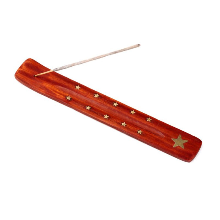 Kupfer -gelöster Stern - Mango Wood -Weihrauchhalter für Stöcke