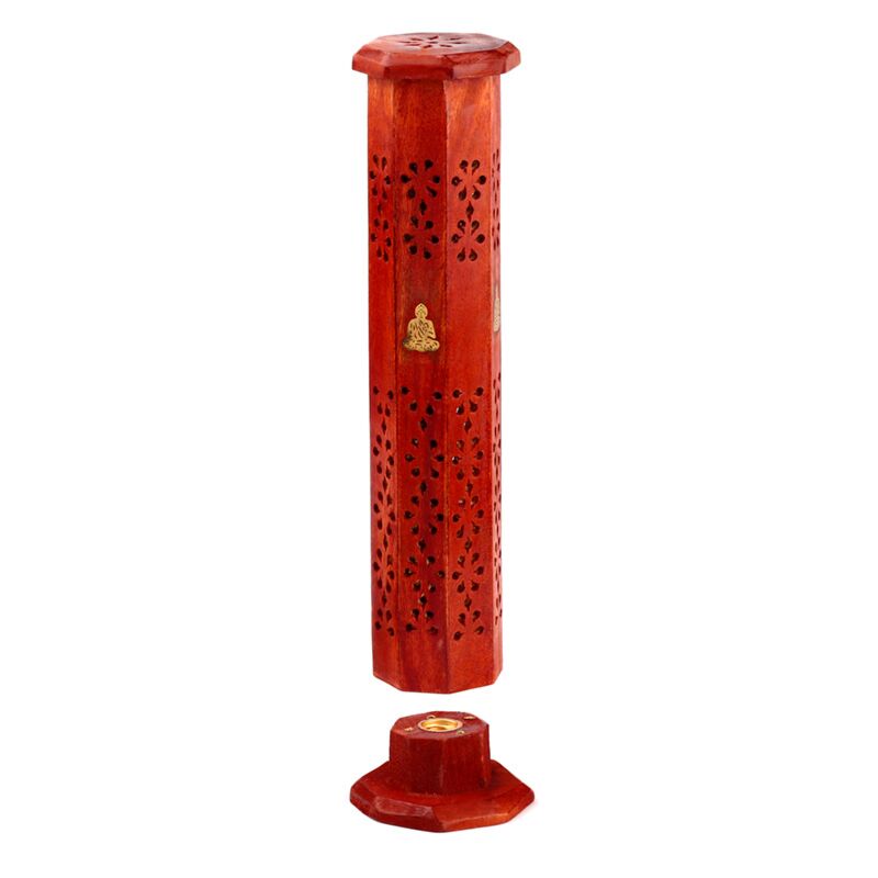 Mango Wood Weihrauchhalter Tower Buddha Inlay