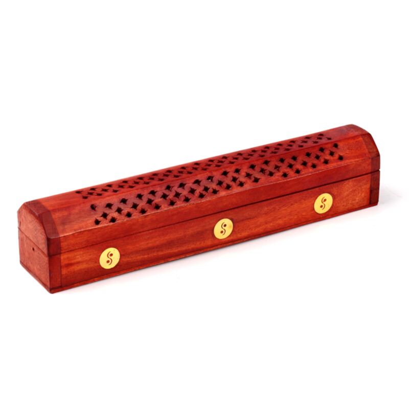 Mango Holz Weihrauchhalter Box Yin Yang Einsatz