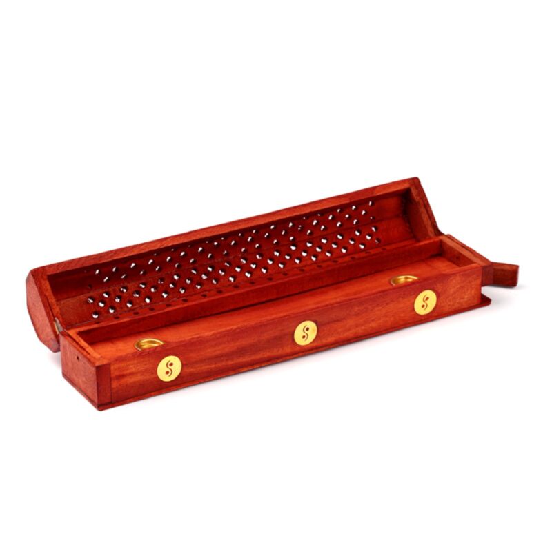 Mango Holz Weihrauchhalter Box Yin Yang Einsatz