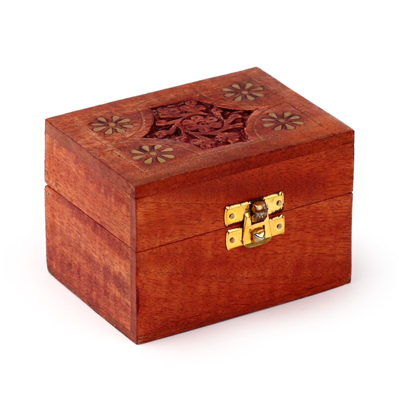 Mango Holz ätherische Ölkiste (für 6 Flaschen - Design 2)
