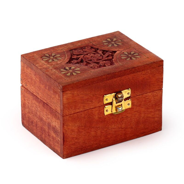Mango Holz ätherische Ölkiste (für 6 Flaschen - Design 2)