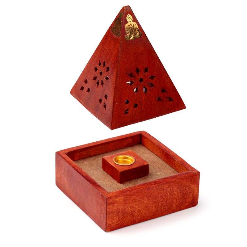 Mango Wood Pyramide Weihrauchhalter Kegels Buddha
