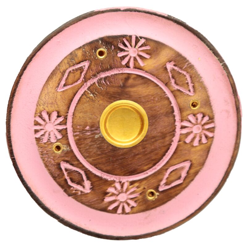 Mangoholz um rosa Blumen Weihrauchhalter