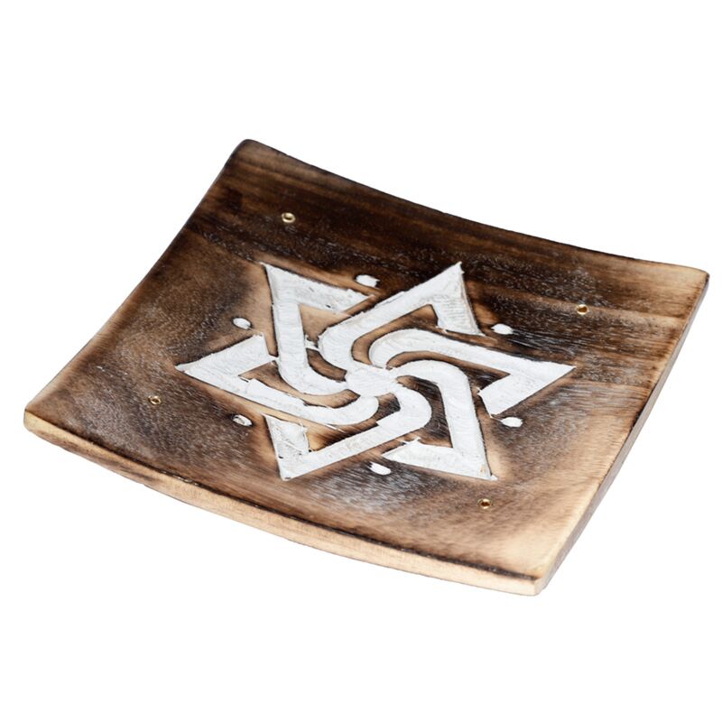 Geometrischer Weihrauchhalter von Mango Wood Square