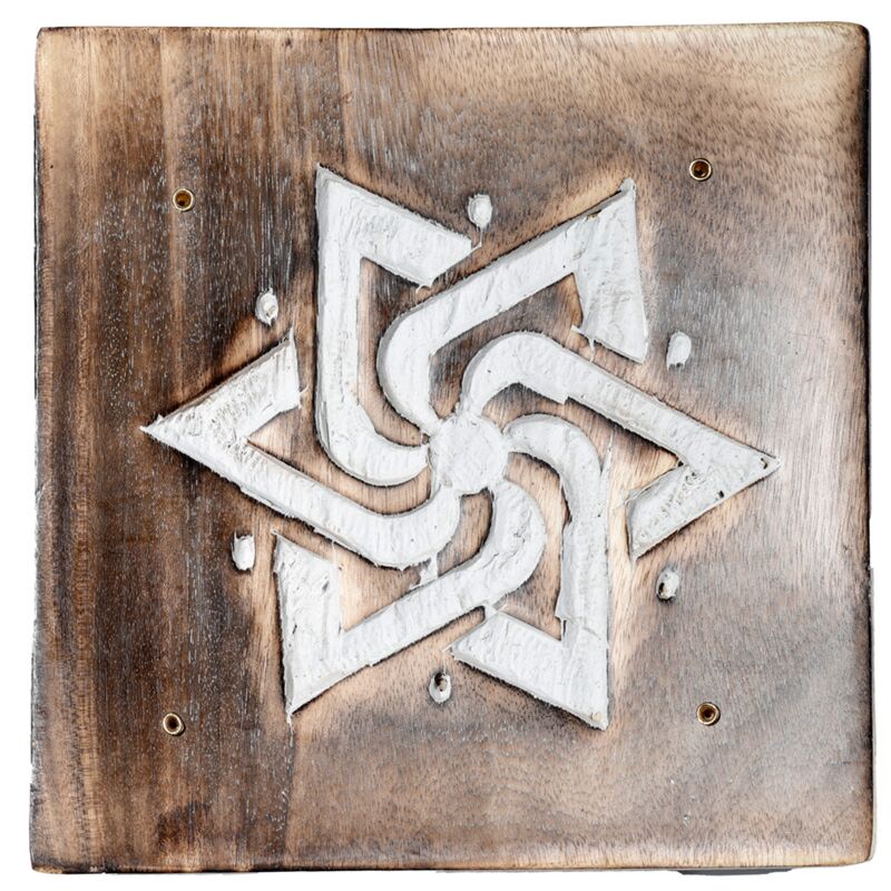 Geometrischer Weihrauchhalter von Mango Wood Square