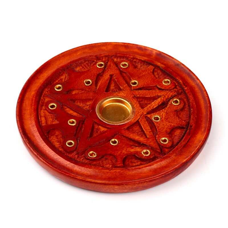 Mango Wood Round Weihrauchhalter Cut Stern