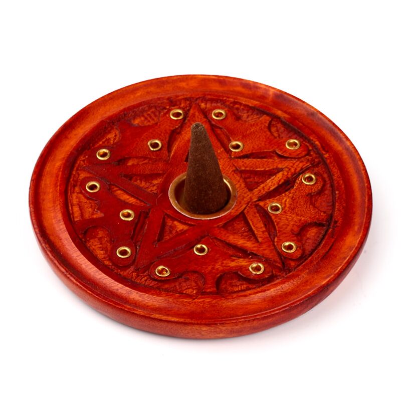 Mango Wood Round Weihrauchhalter Cut Stern