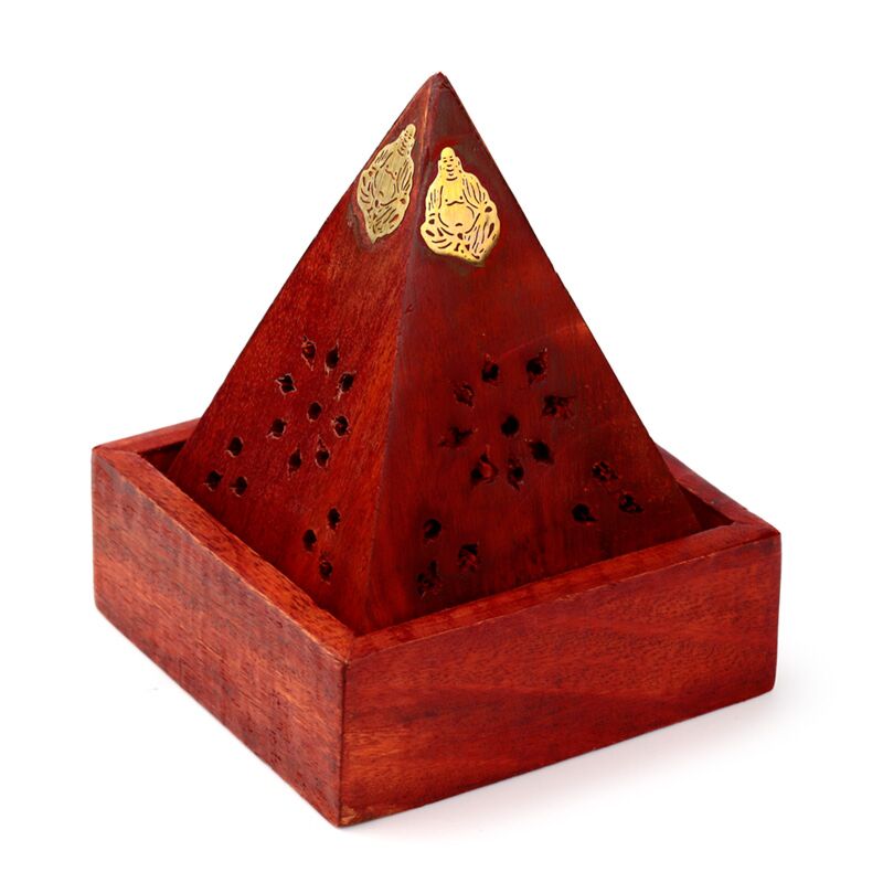 Mango Wood Pyramid Weihrauchhalter Kegels Buddha Rahmenarbeit