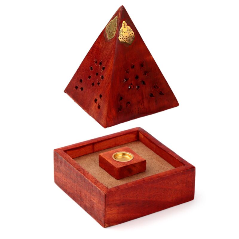 Mango Wood Pyramid Weihrauchhalter Kegels Buddha Rahmenarbeit