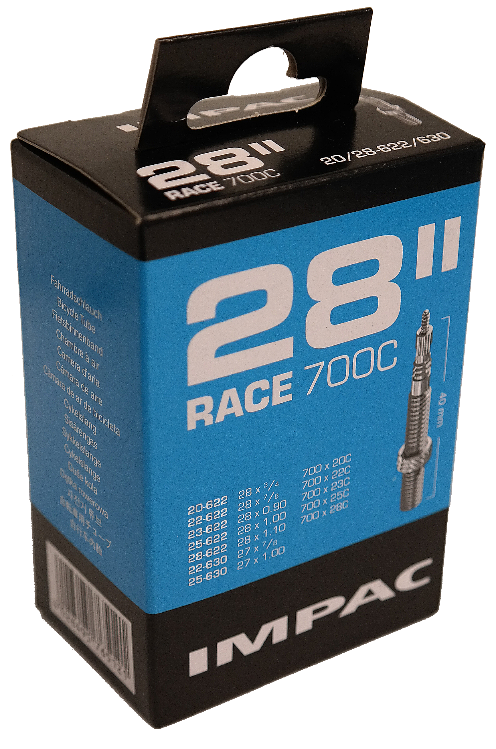 Impac Schlauch (von Schwalbe) SV28 Race, 28x1 ETRTO 20 28-622 630, Ventil: Französisch 40 mm