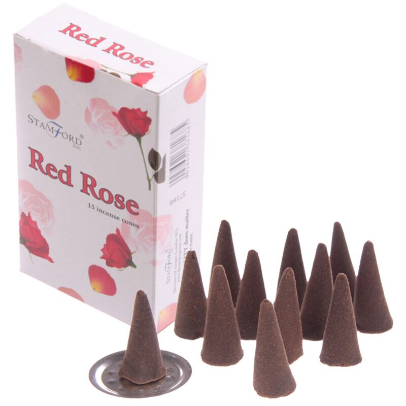 Rote Rose 37168 - Stamford -Weihrauchkegel