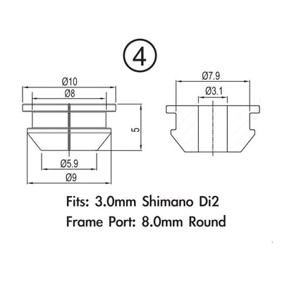 Jagwire-Rahmenstopfenpaket – 4-mm-Umwerfergehäuse (2-mm-Rahmen) (10 Stück)