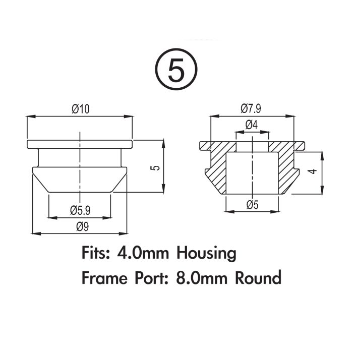 Jagwire-Rahmenstopfenpaket – 5-mm-Bremsgehäuse (2-mm-Rahmen) (10 Stück)