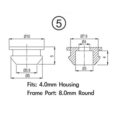 Jagwire-Rahmenstopfenpaket – 5-mm-Bremsgehäuse (2-mm-Rahmen) (10 Stück)