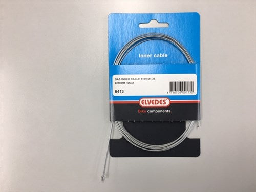 Elvedes Gas Innenkabel universal 2250mm 7.7 Gewinde V-Nippel (auf Karte)