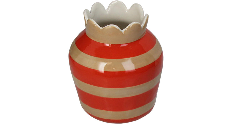 HD Collection Vase Streifen Steingut 14,3x14,3x17,5cm