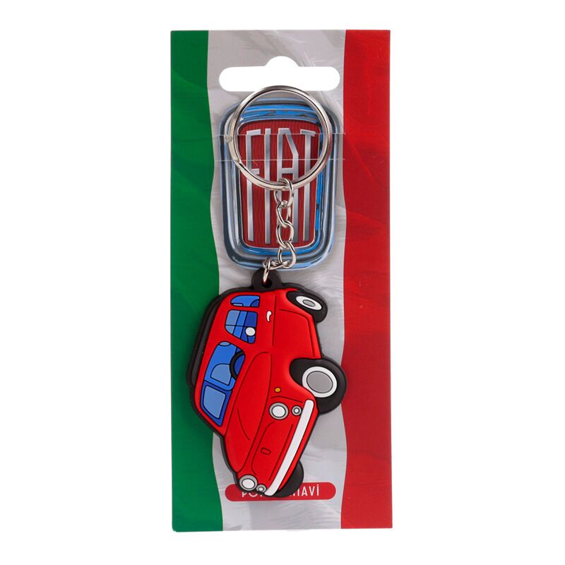 Fiat 500 Red PVC -Schlüsselring