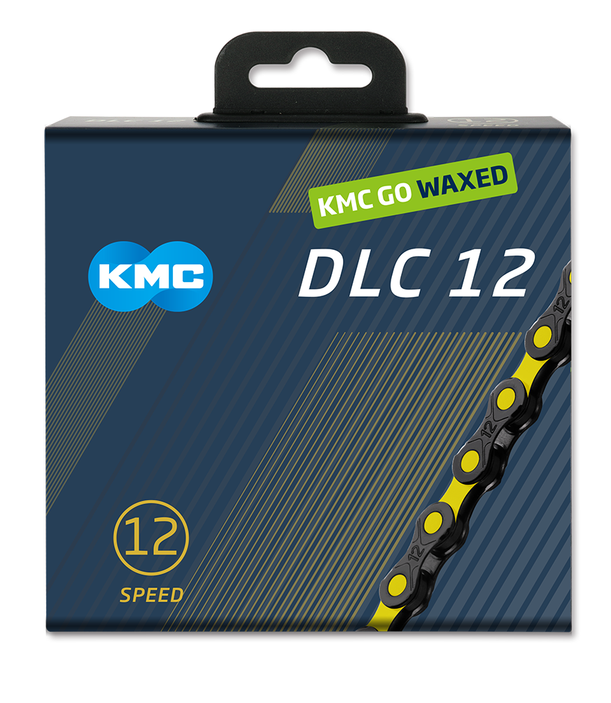 KMC Ketting DLC12 Black Yellow 126s Wachse gewachsen