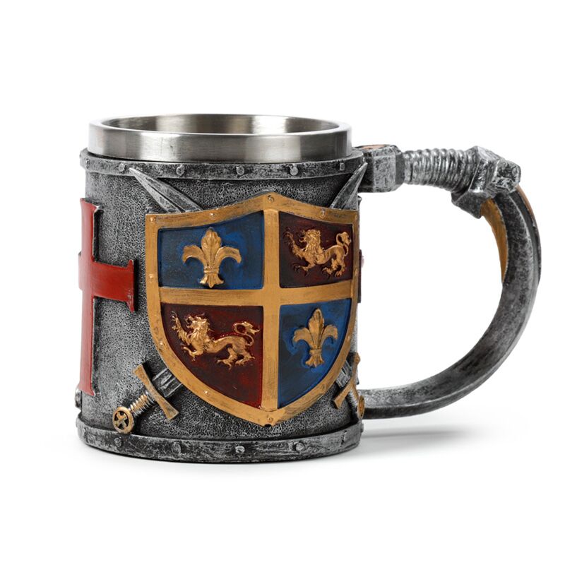 Dekorative mittelalterliche Rittermantel Silber und Goldfarbe Bierbecher