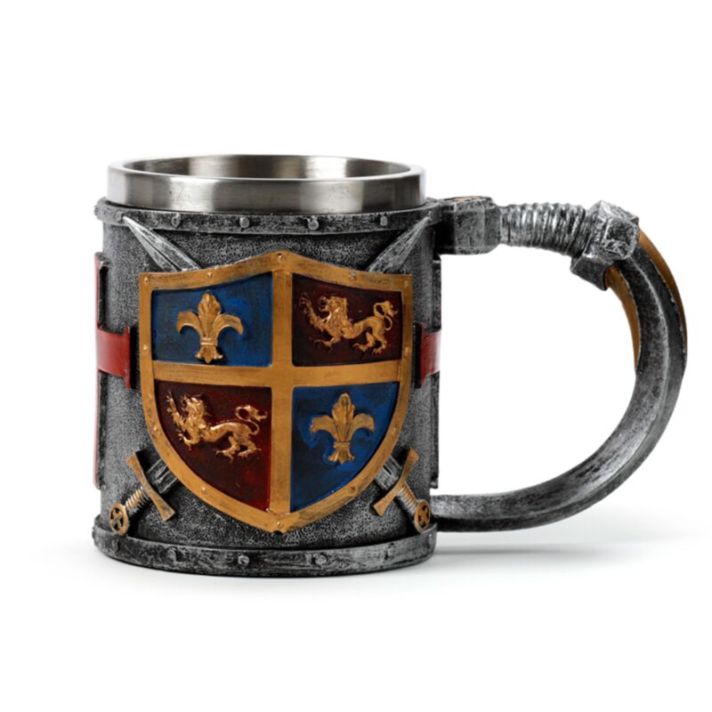 Dekorative mittelalterliche Rittermantel Silber und Goldfarbe Bierbecher