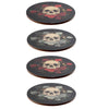Totenkopf Rosen Set mit 4 Untersetzern
