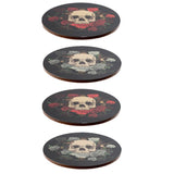 Totenkopf Rosen Set mit 4 Untersetzern - afbeelding 2