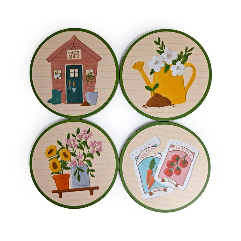 Im Garten-Set mit 4 Untersetzern
