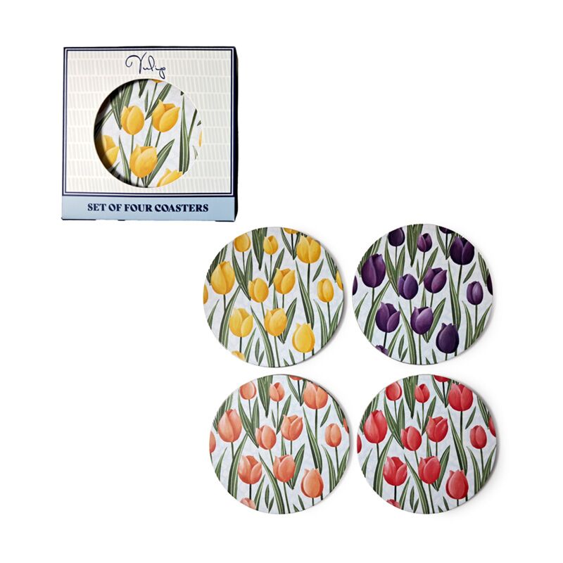Tulpen-Set mit 4 Untersetzern
