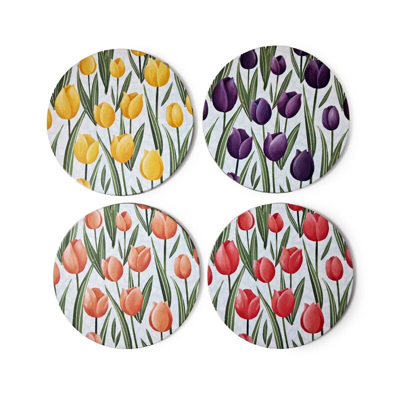 Tulpen-Set mit 4 Untersetzern