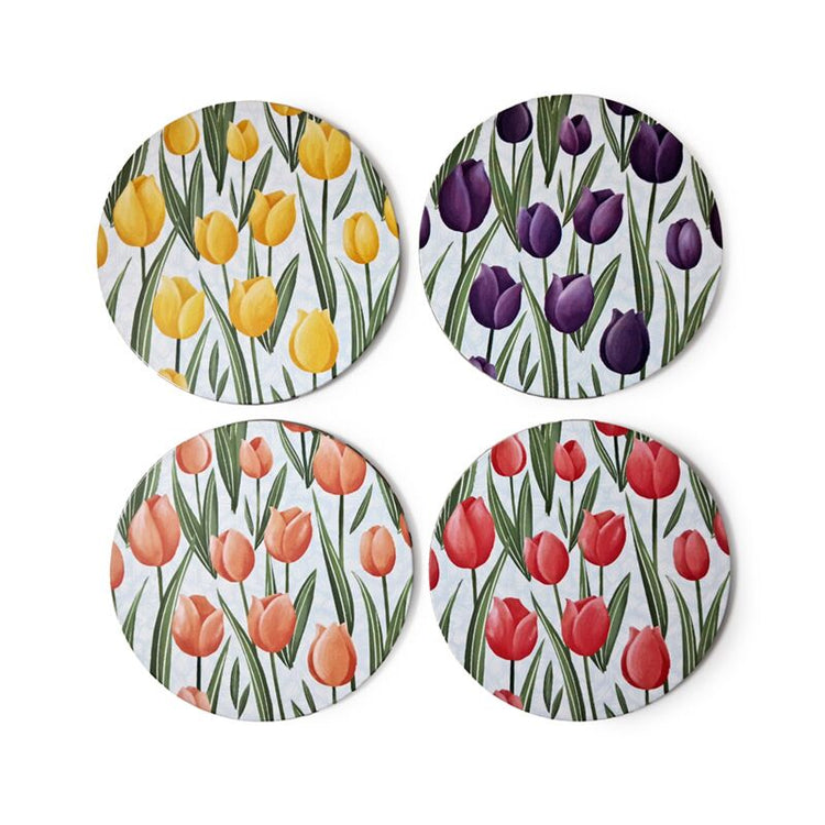 Tulpen-Set mit 4 Untersetzern