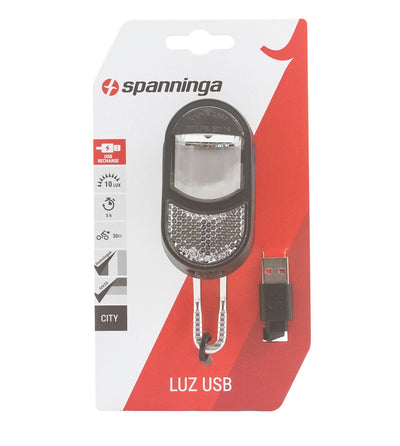 Spanninga Scheinwerfer Luz XB USB mit Lampenhaken schwarz
