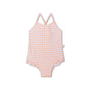 Sonnenuntergangsnetz | Oranje White Girls UV Badeanzug