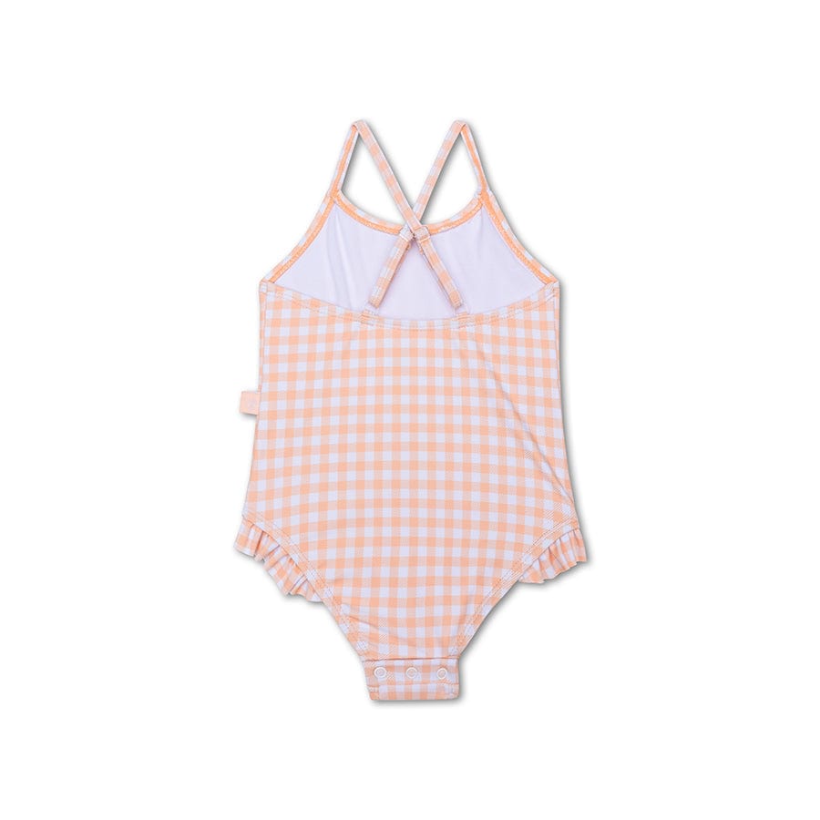 Sonnenuntergangsnetz | Oranje White Girls UV Badeanzug