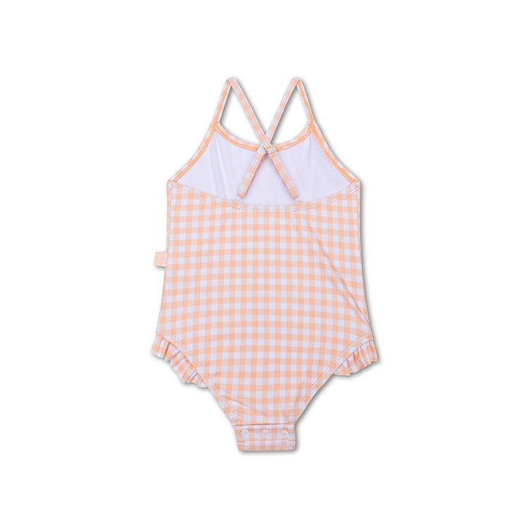 Sonnenuntergangsnetz | Oranje White Girls UV Badeanzug