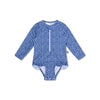 Leopard | Blue Girls UV Badeanzug mit langen Ärmeln