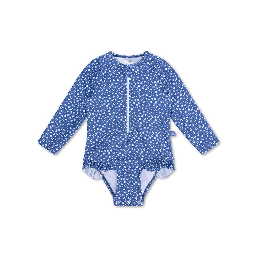 Leopard | Blue Girls UV Badeanzug mit langen Ärmeln
