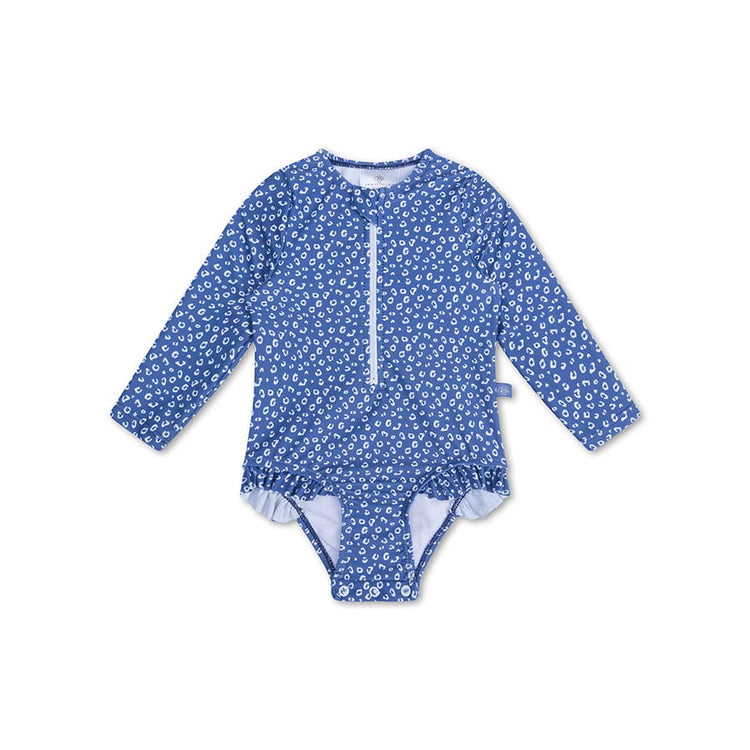 Leopard | Blue Girls UV Badeanzug mit langen Ärmeln