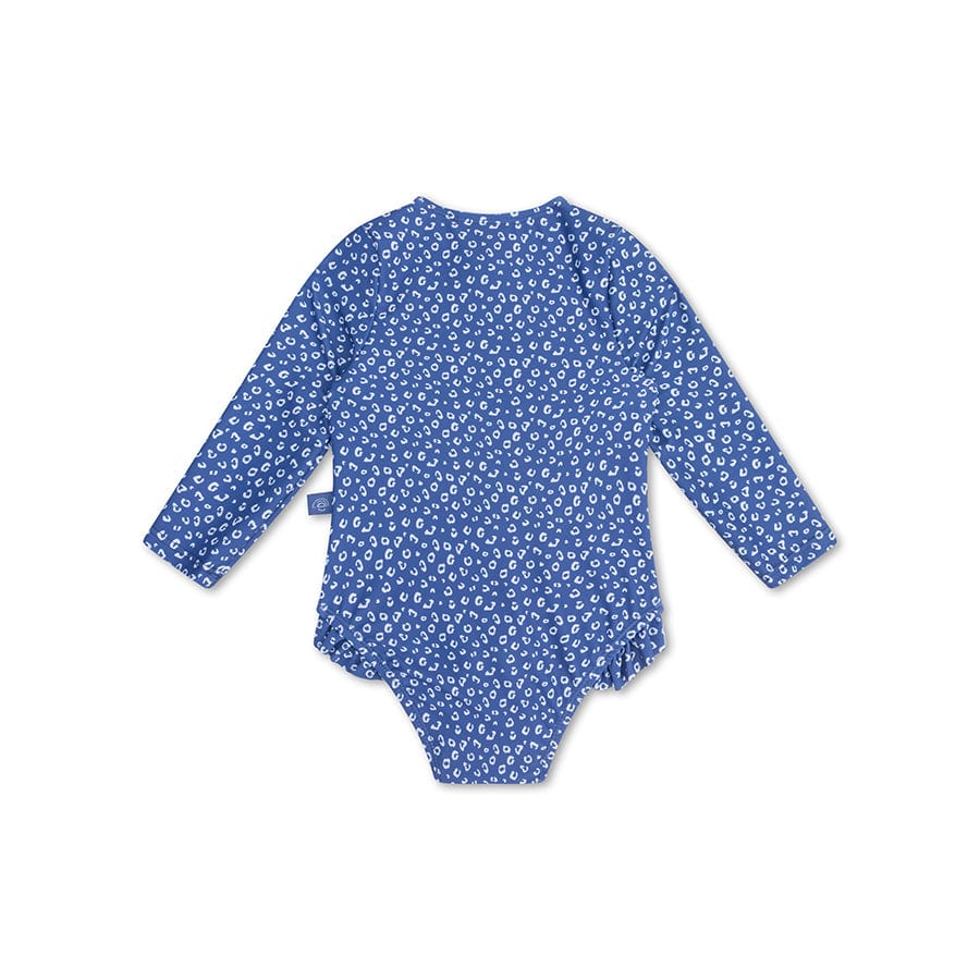 Leopard | Blue Girls UV Badeanzug mit langen Ärmeln