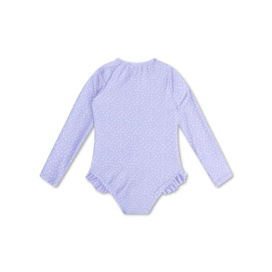 Leopard | Lila Girls UV Badeanzug mit langen Ärmeln