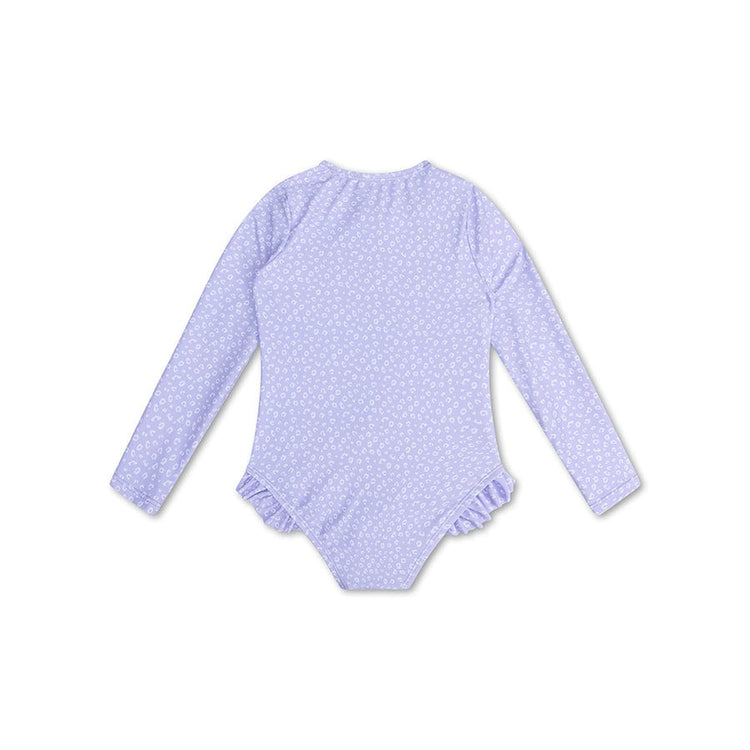 Leopard | Lila Girls UV Badeanzug mit langen Ärmeln