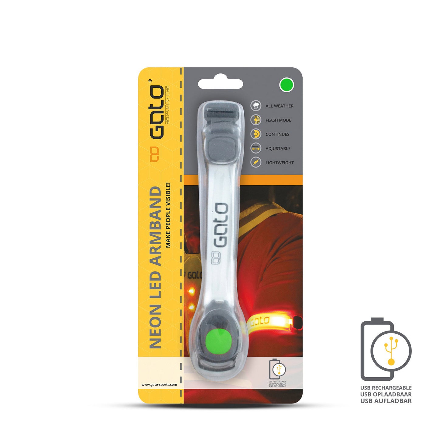 Gato Neon LED Arm Light USB Green One Size