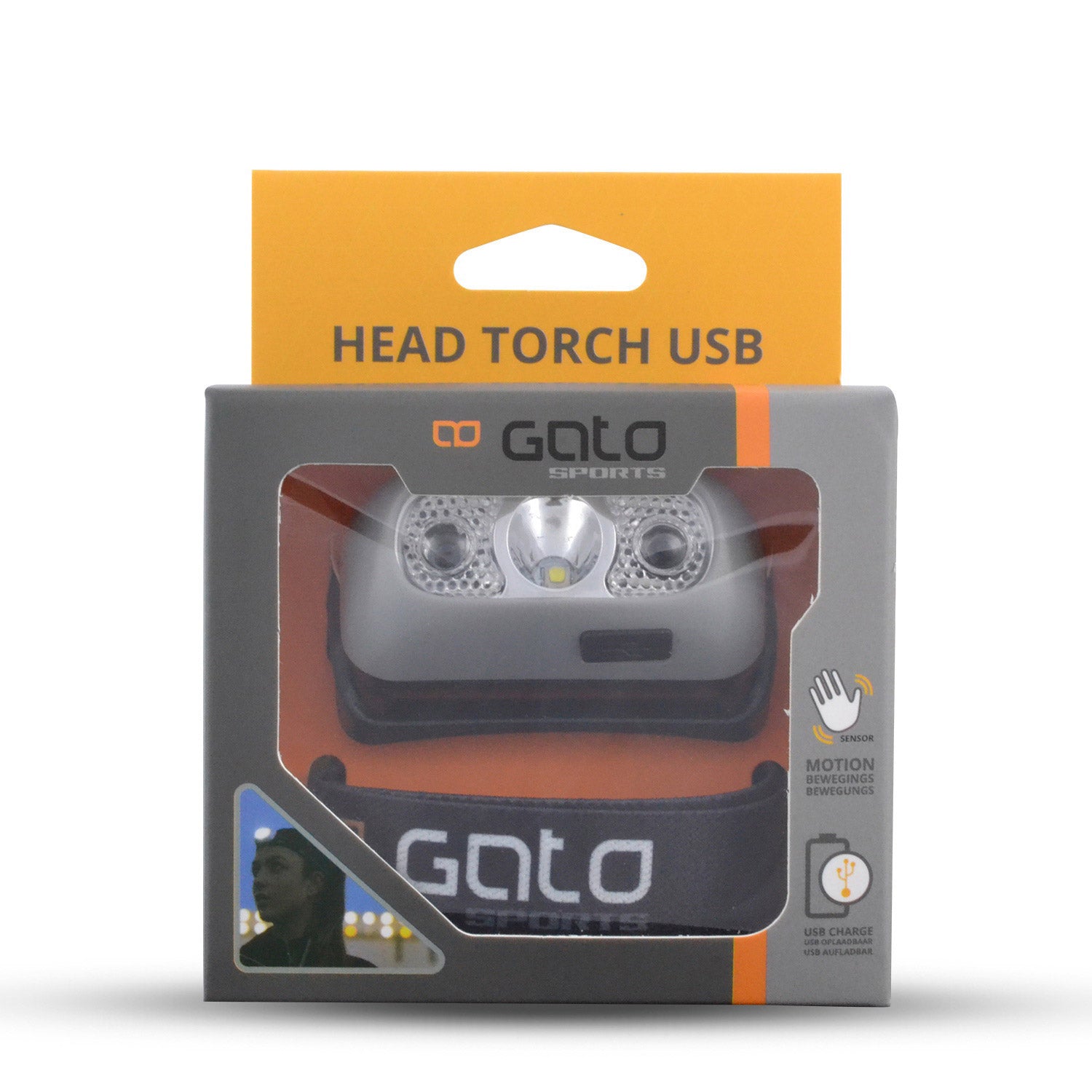 Haupthelmlampe USB Grau Eingröße