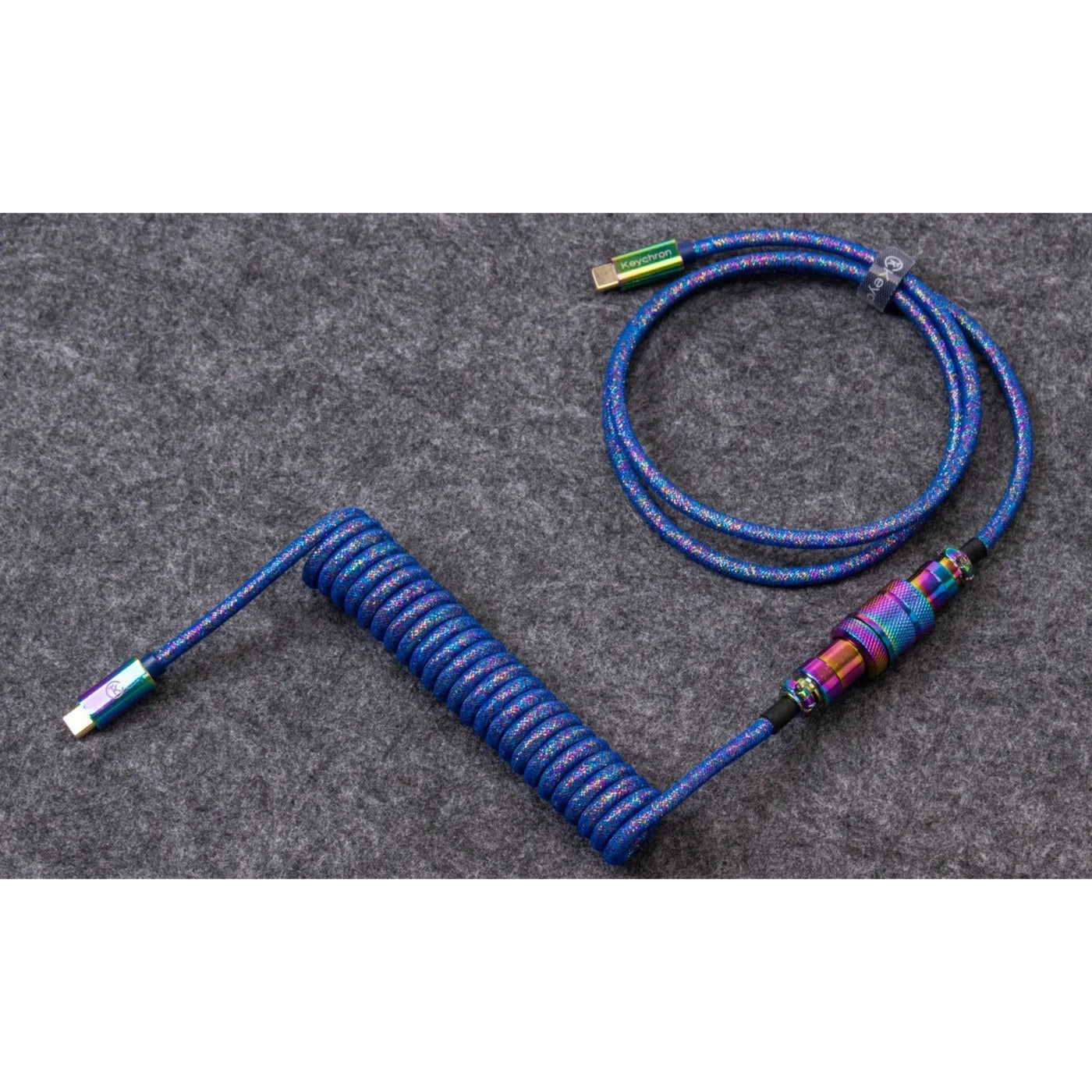 Keychron Premium Aviator Spiralkabel Regenbogen plattiert blau