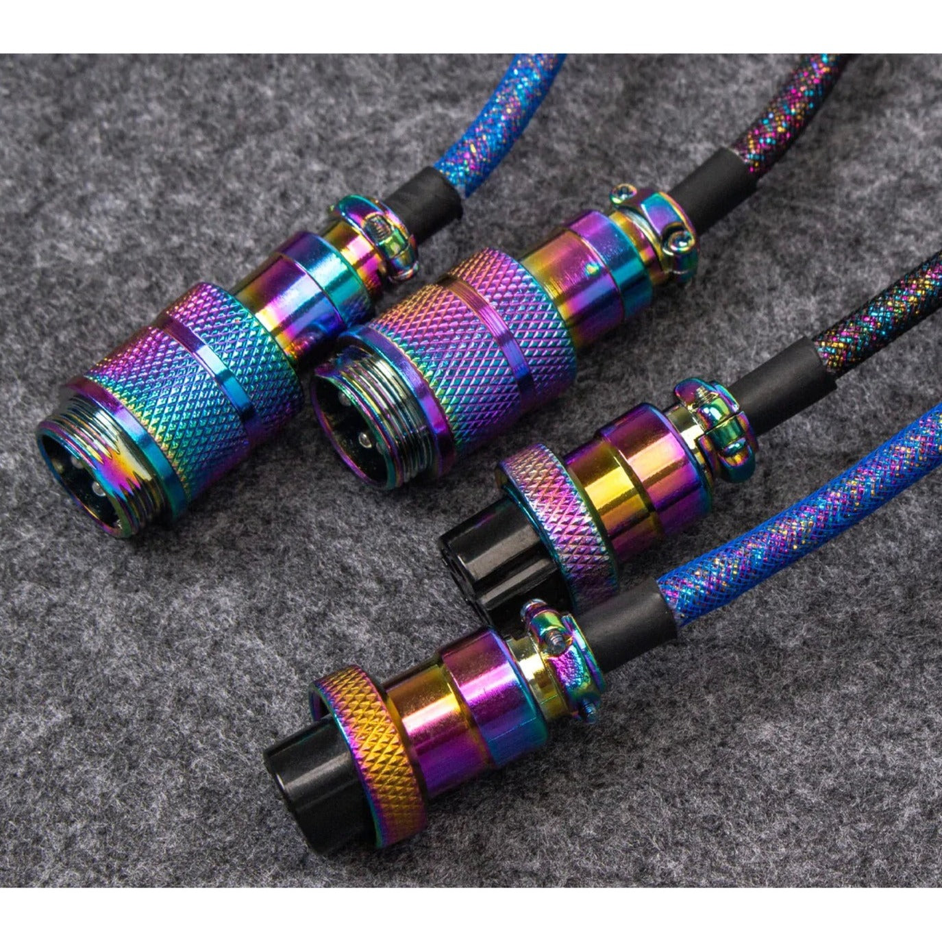 Keychron Premium Aviator Spiralkabel Regenbogen plattiert blau
