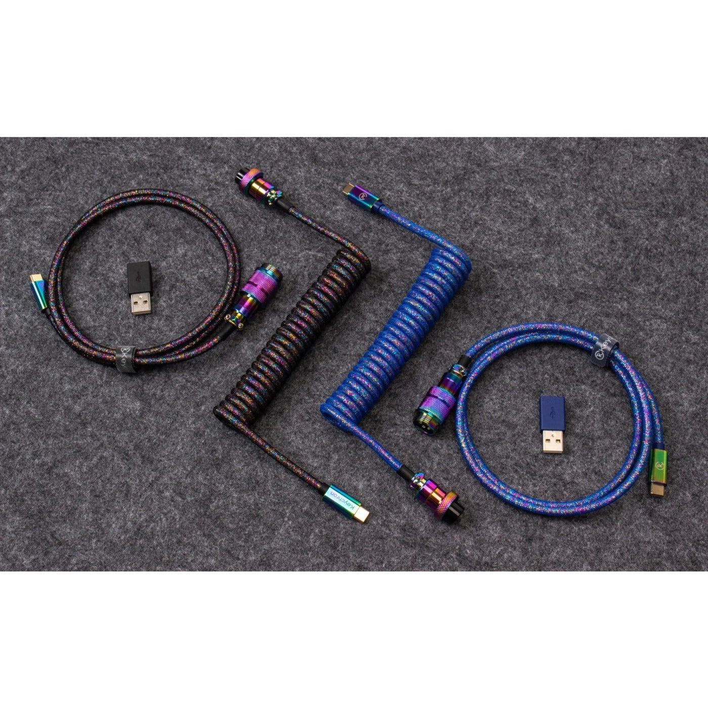 Keychron Premium Aviator Spiralkabel Regenbogen plattiert blau