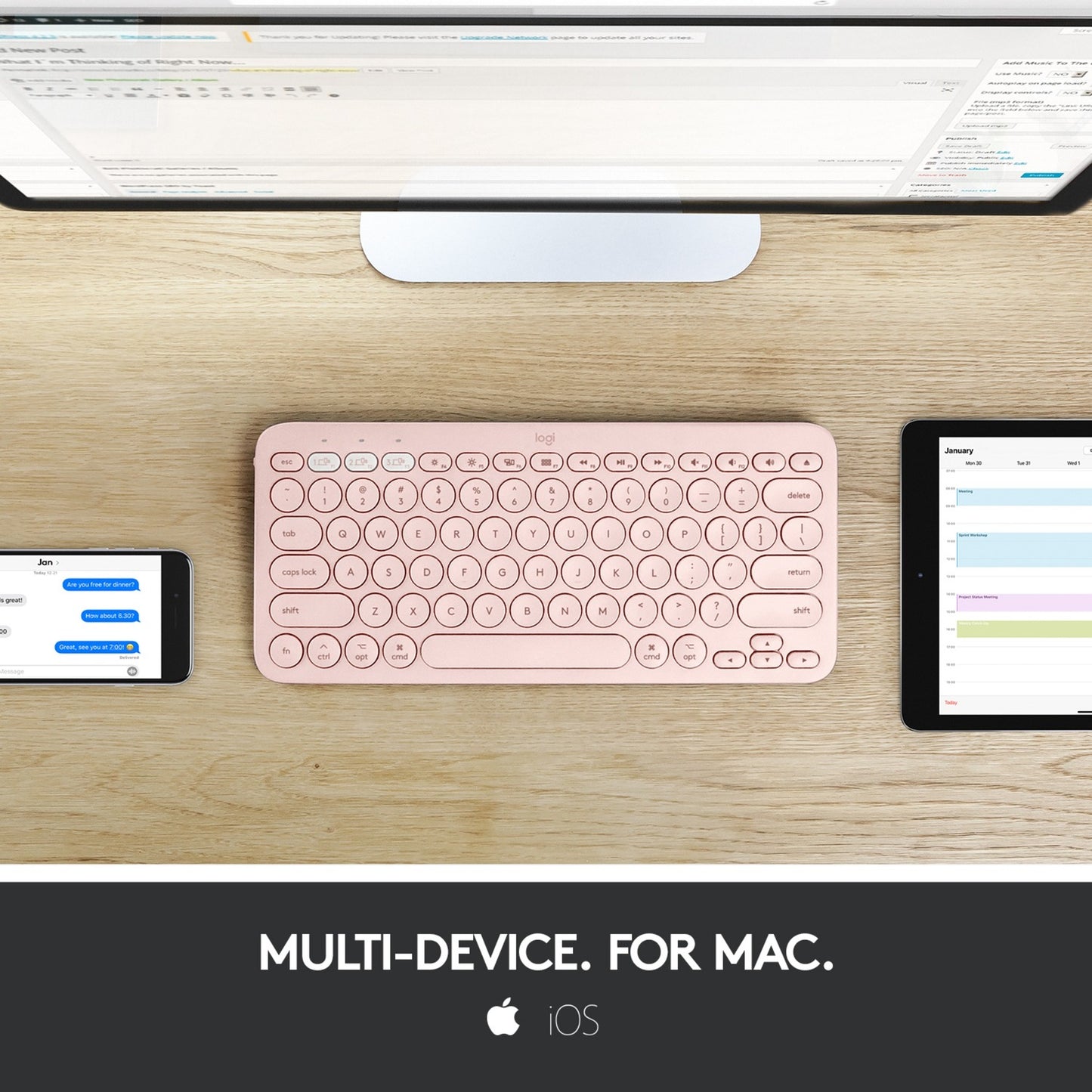 Logitech K380 für Mac Multi-Device Bluetooth Tastatur Roz